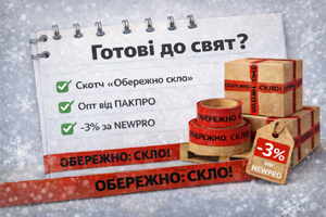 Скотч &laquo;Обережно скло&raquo; оптом від ПАКПРО &mdash; знижка &minus;3% до 31 грудня фото