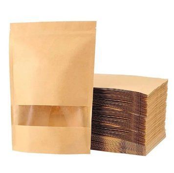 Пакет дой-пак (крафт + вікно) 130х200х35 зіп 1000 шт PackPro 0001182211 фото