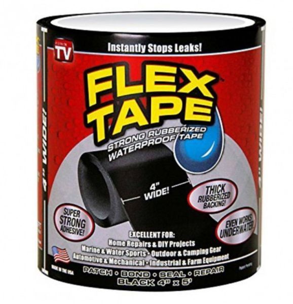 Водонепроникна ізоляційна надміцна стрічка Flex Tape 100 мм х 1.5 м Чорна 3 рулона PackPro 3-13745 фото